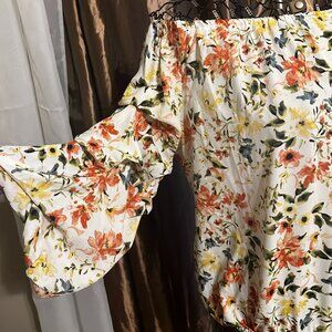 floral off the shoulder shirt